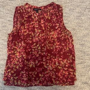 Express Women's Sleeveless Floral Blouse - Red and Pink